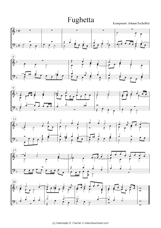 Fughetta (Quartett in C) (Quartett (4 St.)) von Johann Pachelbel