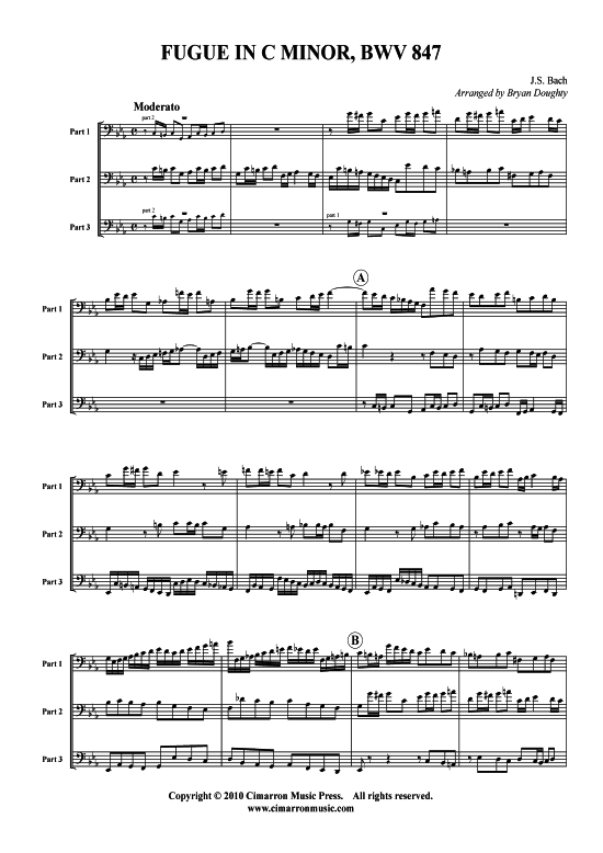 Fugue in C-Moll BWV 847 (2x Bariton Tuba) (Trio (Blech Brass)) von J. S. Bach