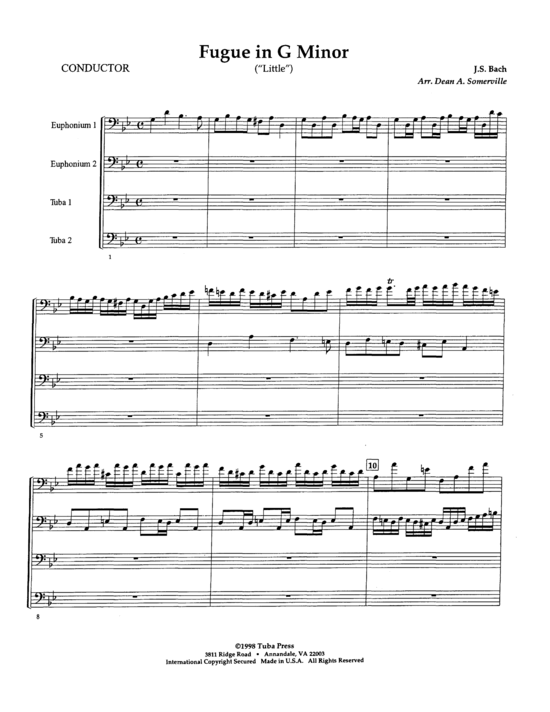 Fugue in G Minor (Little) (Tuba Quartett EETT) (Quartett (Tuba)) von J.S. Bach