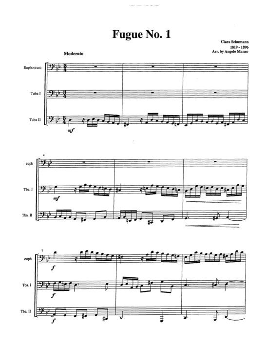 Fugue Number 1 (Tuba Trio EET) (Trio (Blech Brass)) von Clara Schumann