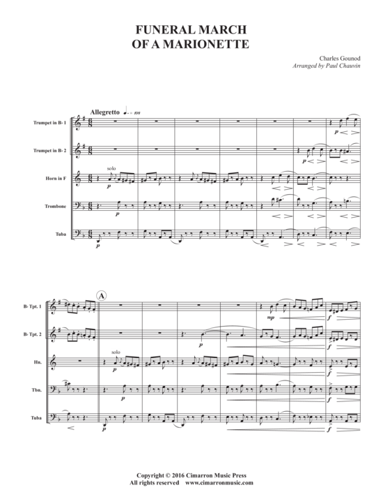 Funeral March of a Mariontte (Blechbl auml serquintett) (Quintett (Blech Brass)) von Charles Gounod