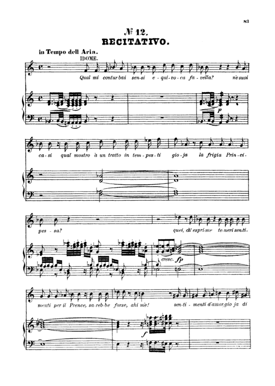 Fuor del mar ho un marin seno (Klavier + Tenor Solo) (Klavier  Tenor) von W. A. Mozart (K.366)