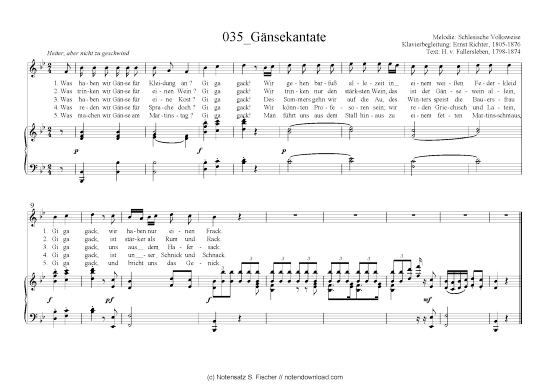 G nsekantate (Klavier + Gesang) (Klavier  Gesang) von Schlesische Volksweise