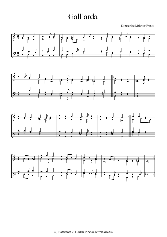 Galliarda (Quartett in C) (Quartett (4 St.)) von Melchior Franck
