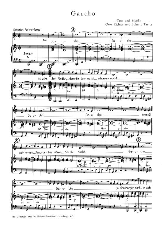 Gaucho (Klavier + Gesang) (Klavier Gesang  Gitarre) von 1963