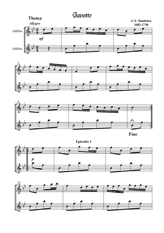 Gavotte (2x Fl te Duett) (Duett (Fl te)) von J.-F. Dandrieu