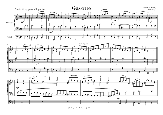 Gavotte F-Dur (Orgel Solo) (Orgel Solo) von Samuel Wesley 1766-1837