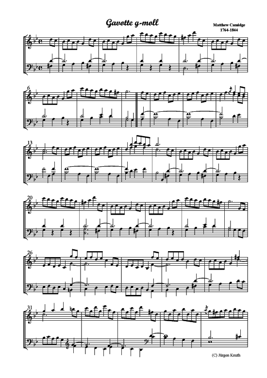 Gavotte g-moll (Klavier Solo) (Klavier Solo) von Matthew Camidge 1764-1844