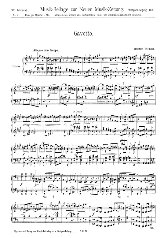 Gavotte (Klavier Solo) (Klavier Solo) von Heinrich Hofmann