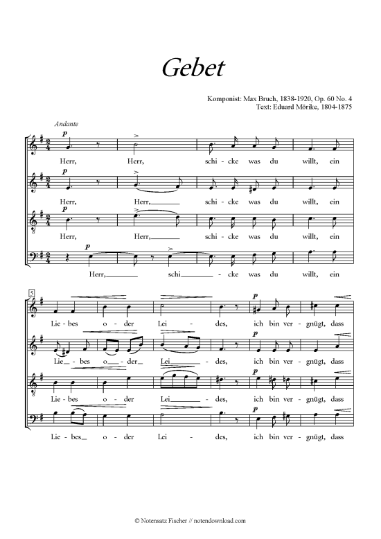 Gebet (Gemischter Chor) (Gemischter Chor) von Max Bruch (op. 60 Nr. 4)