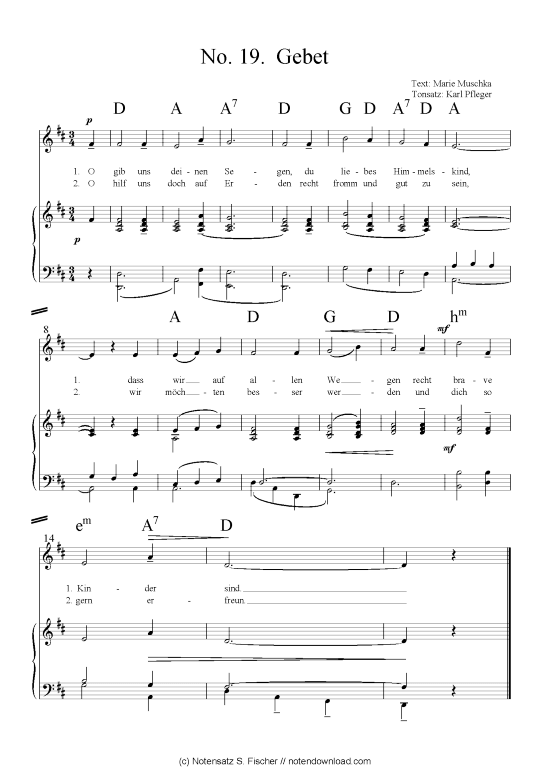 Gebet (Klavier + Gesang) (Klavier Gesang  Gitarre) von arr. Karl Pfleger