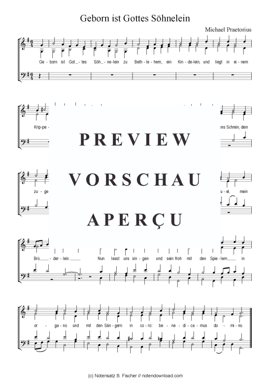 Geborn ist Gottes S hnelein (Gemischter Chor) (Gemischter Chor) von Michael Praetorius