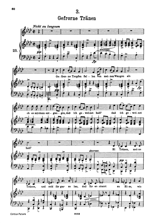 Gefrorne Tr auml nen D.911-3 (Winterreise) (Gesang hoch + Klavier) (Klavier  Gesang hoch) von Franz Schubert