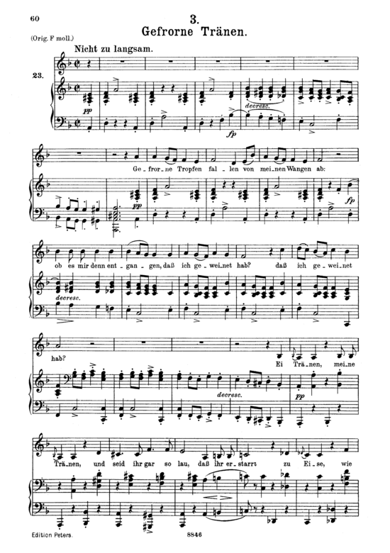 Gefrorne Tr nen D.911-3 (Winterreise) (Gesang mittel + Klavier) (Klavier  Gesang mittel) von Schubert Franz
