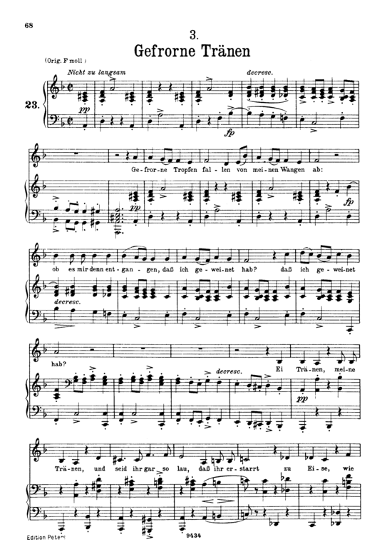 Gefrorne Tr nen D.911-3 (Winterreise) (Gesang tief + Klavier) (Klavier  Gesang tief) von Franz Schubert