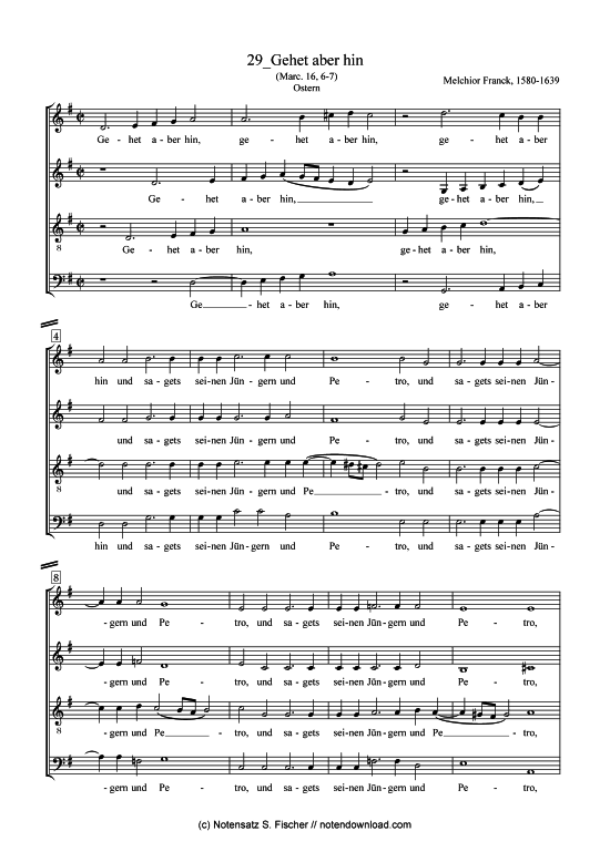 Gehet aber hin (Gemischter Chor) (Gemischter Chor) von Melchior Franck (1580-1639)