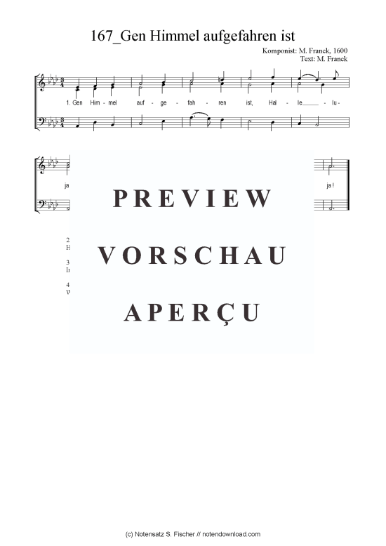 Gen Himmel aufgefahren ist (Gemischter Chor SAB) (Gemischter Chor (SAB)) von M. Franck 1600  M. Franck