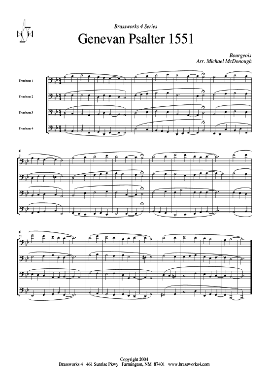 Genevan Psalter 1551 (Posaunen-Quartett) (Quartett (Posaune)) von Louis Bourgeois