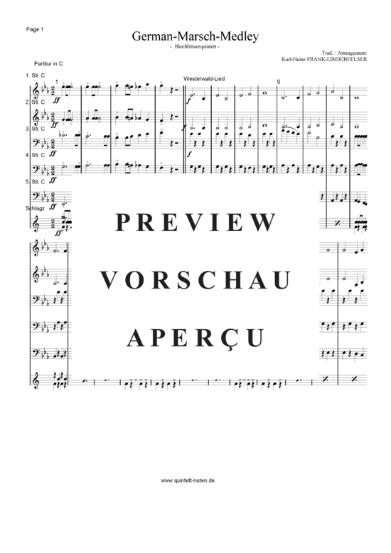 German-Marsch-Medley (Blechbl ser Quintett flexible Besetzung) (Quintett (Blech Brass)) von Traditional
