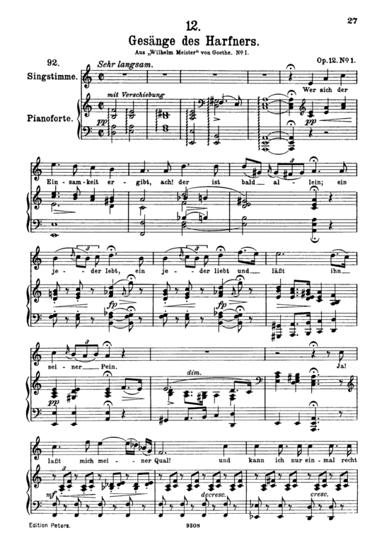 Ges auml nge des Harfners D.478-1 (Gesang hoch + Klavier) (Klavier  Gesang hoch) von Franz Schubert