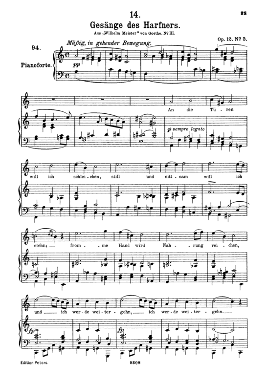 Ges auml nge des Harfners D.478-3 (Gesang hoch + Klavier) (Klavier  Gesang hoch) von Franz Schubert