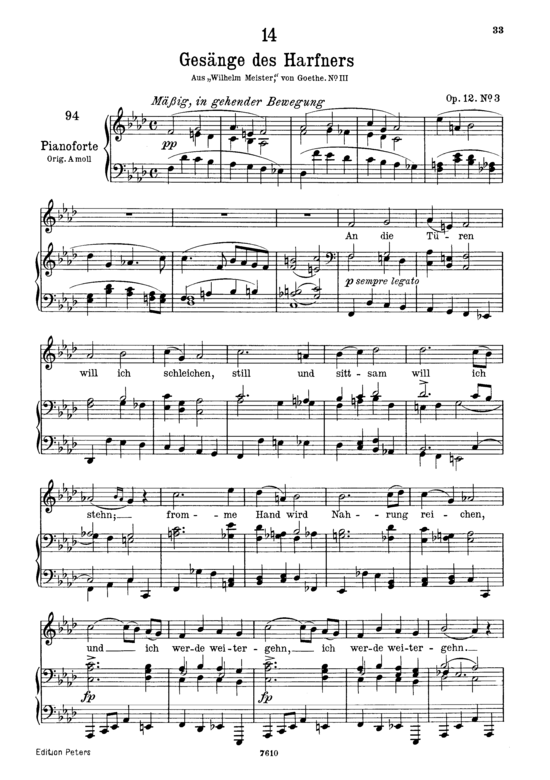 Ges auml nge des Harfners D.478-3 (Gesang tief + Klavier) (Klavier  Gesang tief) von Franz Schubert