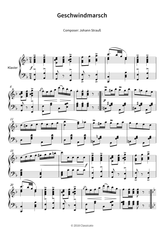Geschwindmarsch (Klavier Solo) (Klavier Solo) von Johann Strau 