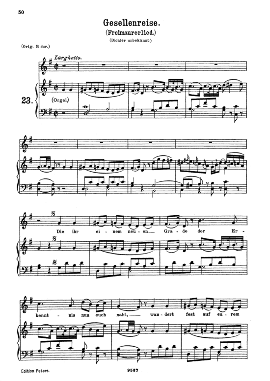 Gesellenreise K.468 (Gesang mittel + Klavier) (Klavier  Gesang mittel) von Wolfgang Amadeus Mozart