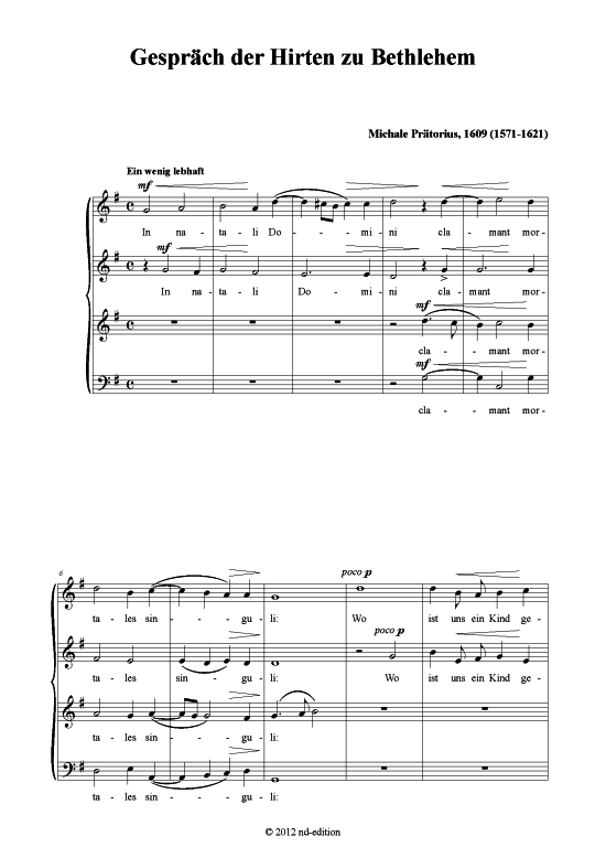 Gespr ch der Hirten zu Bethlehem (Gemischter Chor) (Gemischter Chor) von Michale Praetorius