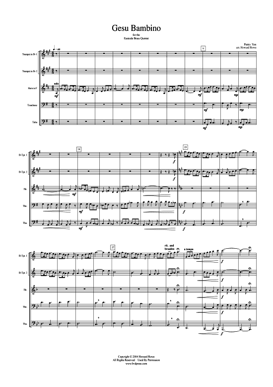 Gesu Bambino (Blechbl serquintett) (Quintett (Blech Brass)) von Pietro Yon (arr. Rowe)