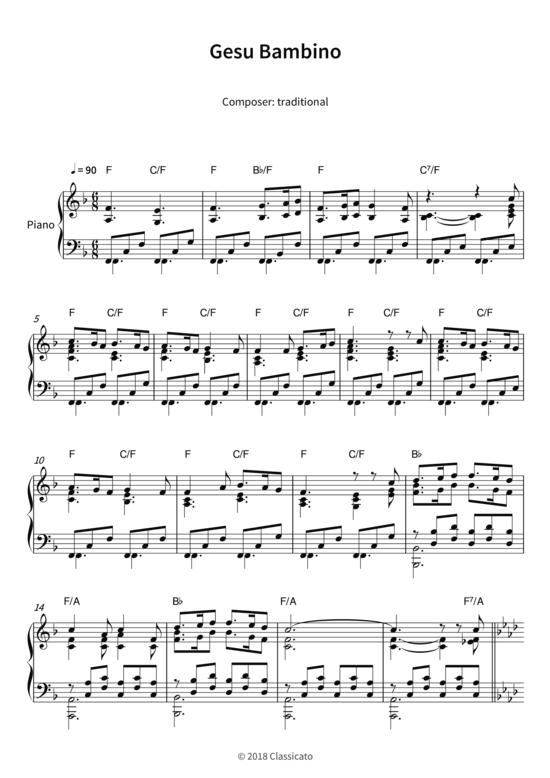 Gesu Bambino (Klavier Solo) (Klavier Solo) von traditional