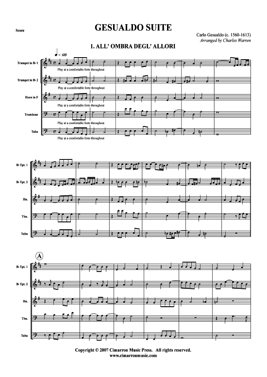 Gesualdo Suite 150 3 S auml tze (Blechbl auml serquintett) (Quintett (Blech Brass)) von Carlo Gesualdo