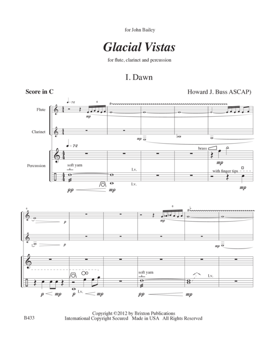 Glacial Vistas (Fl te Klarinette ein Schlagzeug) (Trio (Percussion  2 St.)) von Howard J. Buss