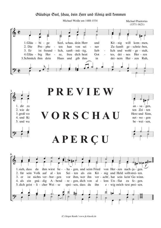 Gl ubige Seel schau dein Herr und K nig will kommen (Gemischter Chor) (Gemischter Chor) von Michael Praetorius