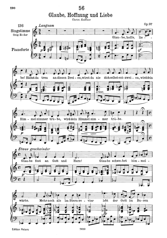 Glaube Hoffnung und Liebe D.939 (Gesang tief + Klavier) (Klavier  Gesang tief) von Franz Schubert