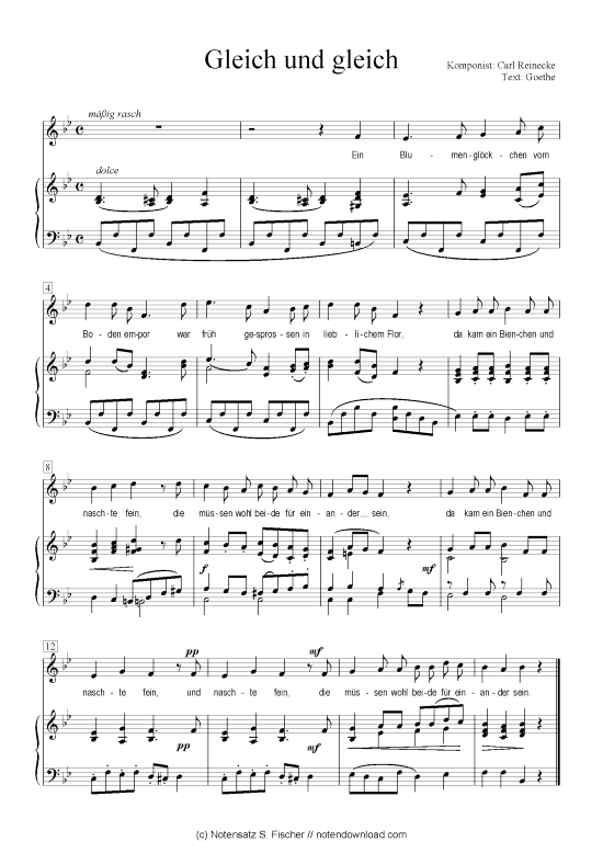 Gleich und gleich (Klavier + Gesang) (Klavier  Gesang) von Carl Reinecke  Goethe