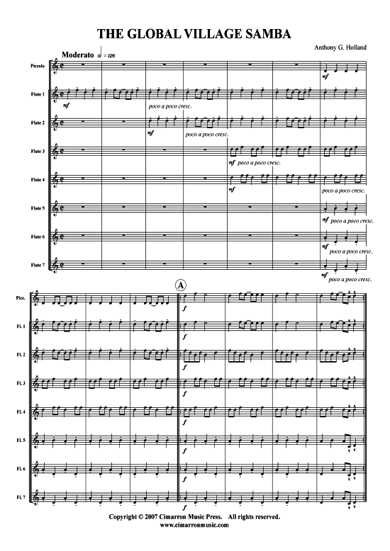 Global Village Samba (Fl ouml ten-Ensemble) (Ensemble (Holzbl ser)) von Anthony Holland
