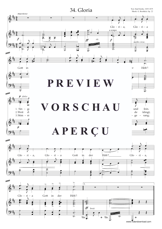 Gloria (Klavier + Gesang) (Klavier  Gesang) von G. Rochlich Op. 22