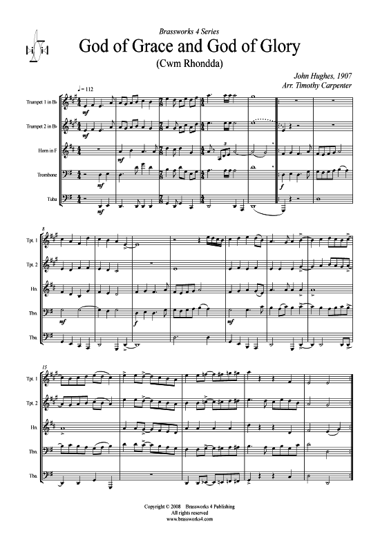 God of Grace and God of Glory (Blechbl serquintett) (Quintett (Blech Brass)) von John Hughes