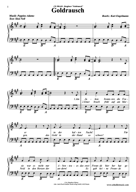 Goldrausch (Klavier + Gesang) (Klavier Gesang  Gitarre) von Bergfeuer 