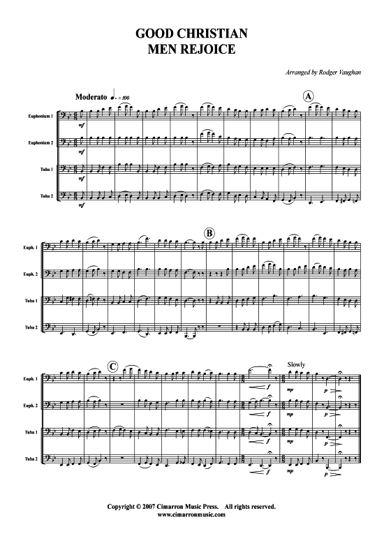 Good Christian Men Rejoice (Tuba Quartett 2x Bariton 2xTuba) (Quartett (Tuba)) von Weihnachten