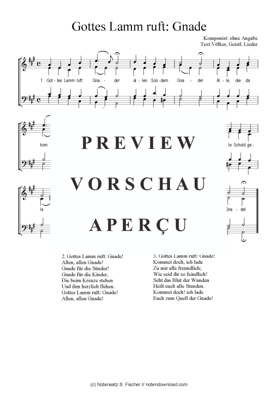 Gottes Lamm ruft Gnade (Gemischter Chor) (Gemischter Chor) von ohne Angabe  V lker Geistl. Lieder