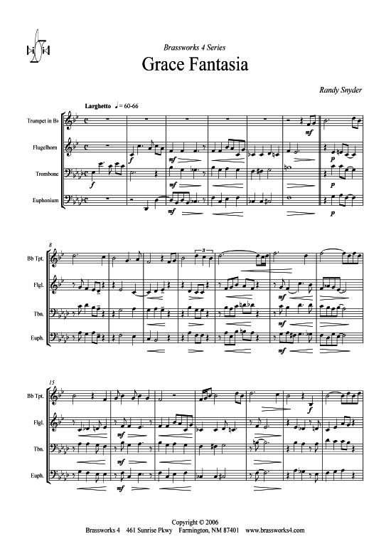 Grace Fantasia (2xTromp in B Horn in F (Pos) Pos) (Quartett (Blech Brass)) von Randy Snyder