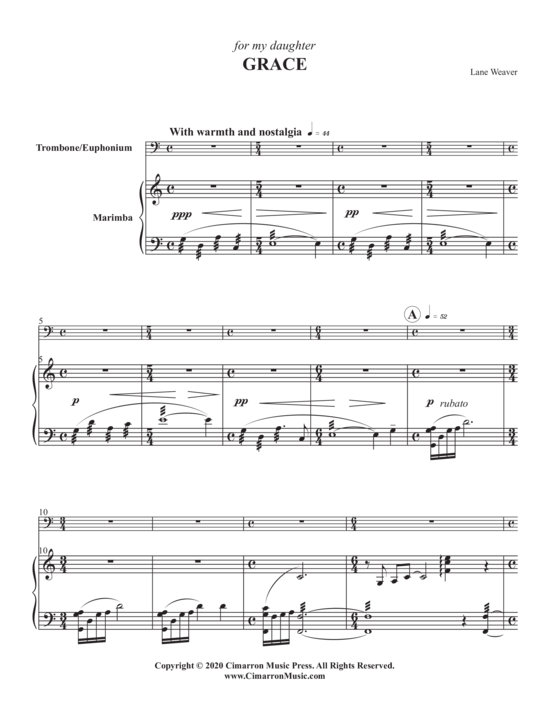 Grace (Posaune Euphonium + Marimba) (Posaune) von Lane Weaver