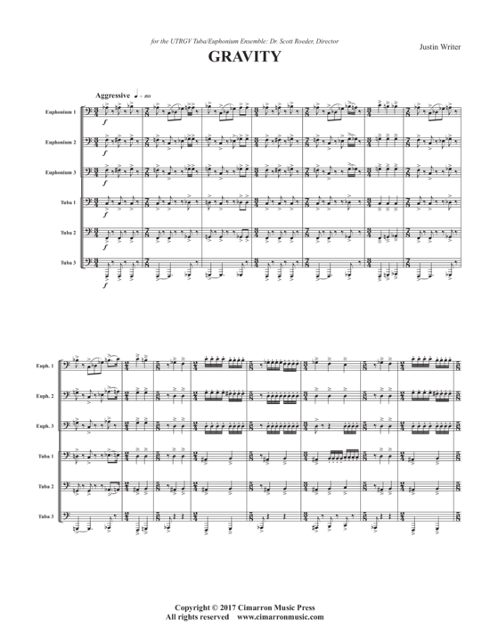Gravity (Tuba Ensemble EEETTT) (Ensemble (Blechbl ser)) von Justn Writer
