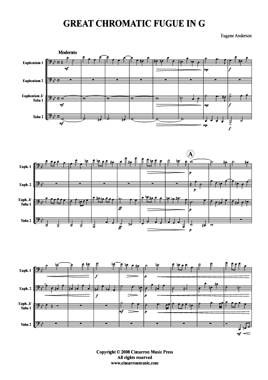 Gro szlig e Chromatische Fuge (Tuba Quartett 2x Bariton 2xTuba) (Quartett (Tuba)) von Eugene Anderson