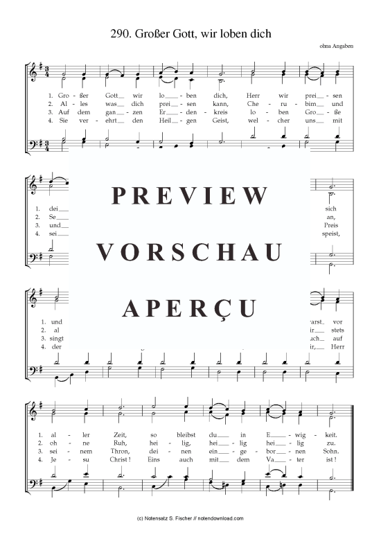 Gro er Gott wir loben dich (Gemischter Chor) (Gemischter Chor) von unbekannter Verfasser