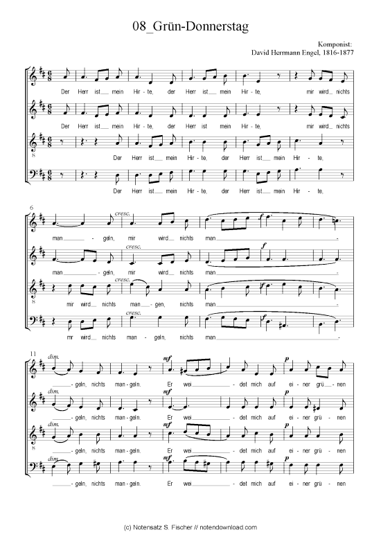 Gr n-Donnerstag (Gemischter Chor) (Gemischter Chor) von David Herrmann Engel (1816-1877)