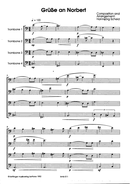 Gr e an Norbert (4x Posaunen) (Quartett (Posaune)) von Hannsj rg Scheid