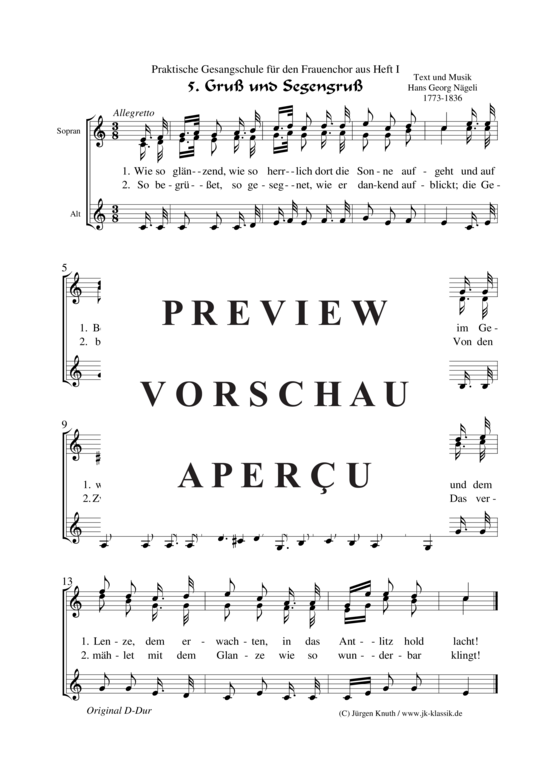 Gru und Segengru (Wie so gl nzend wie so herrlich) (Frauenchor) (Frauenchor) von Hans Georg N geli